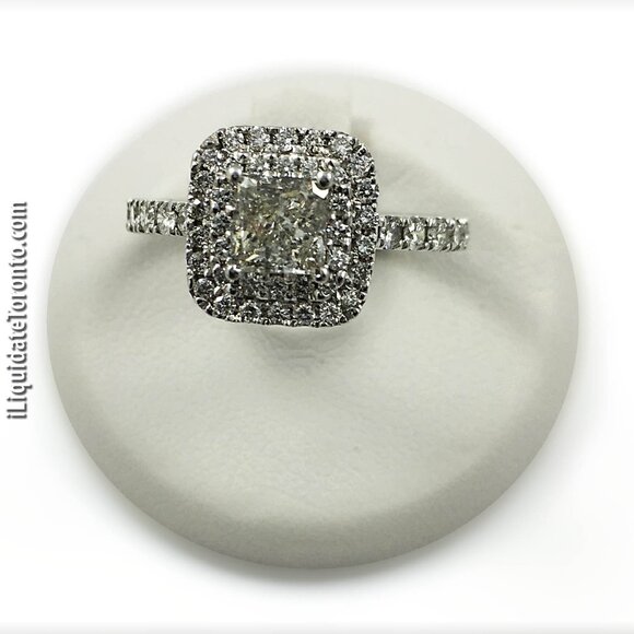 BRAND NEW Stunning 18K White Gold Halo Diamond Engagement Ring. Princess Cut. - Picture 12 of 13